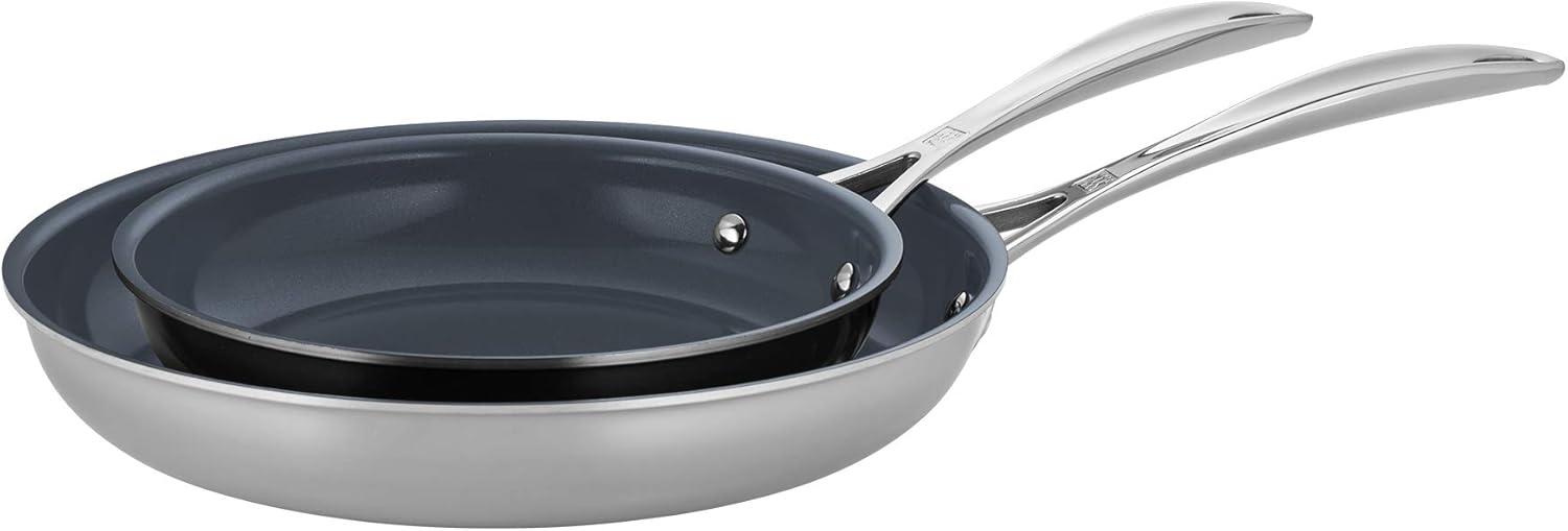 ZWILLING Clad CFX 2-pc Stainless Steel Ceramic Nonstick Fry Pan Set