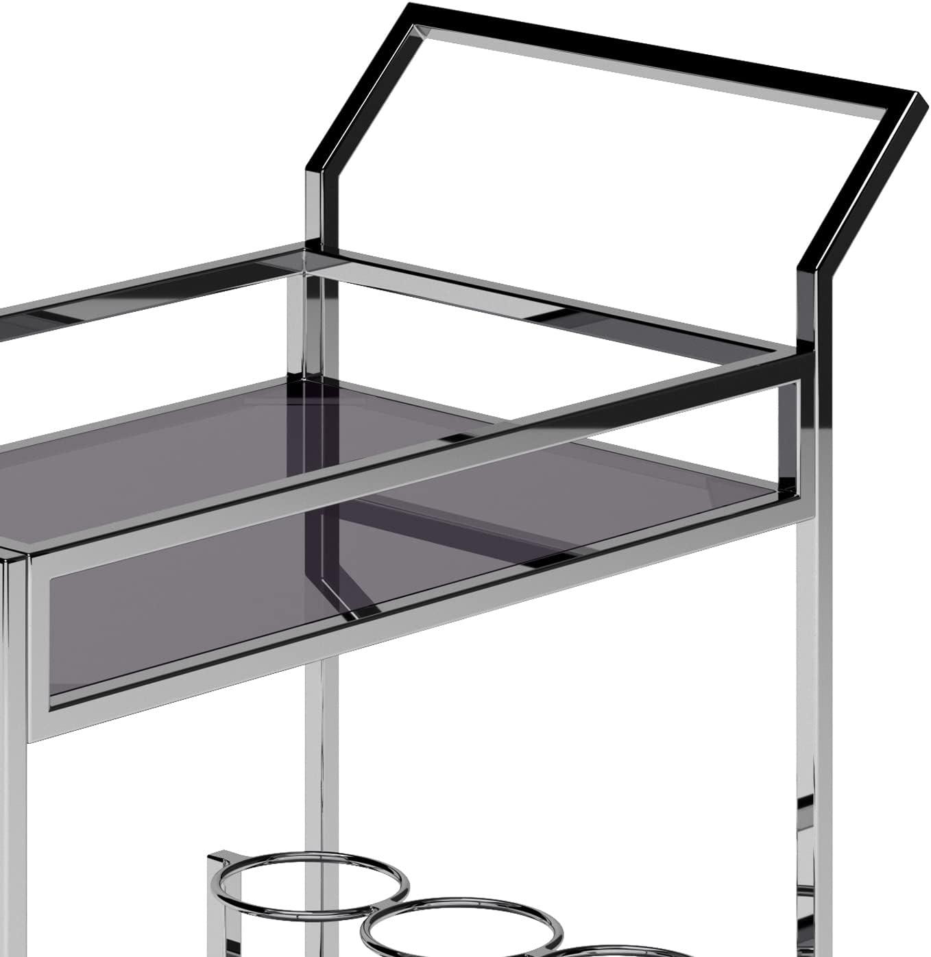 Simpli Home Watts 26 Inch Bar Cart In Chrome