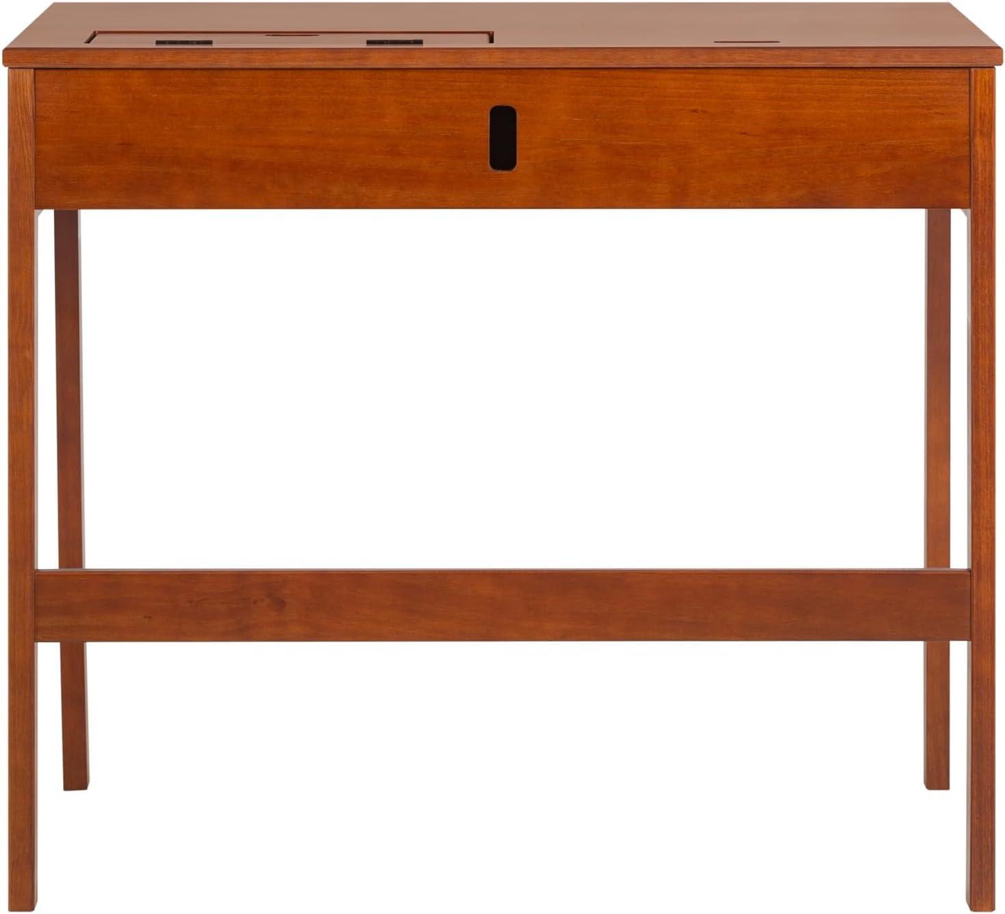 Memomad Bali Modern Home Office Desk with Drawer and Smart Storage for All Ages (35in Width, Caramel Brown Wood)