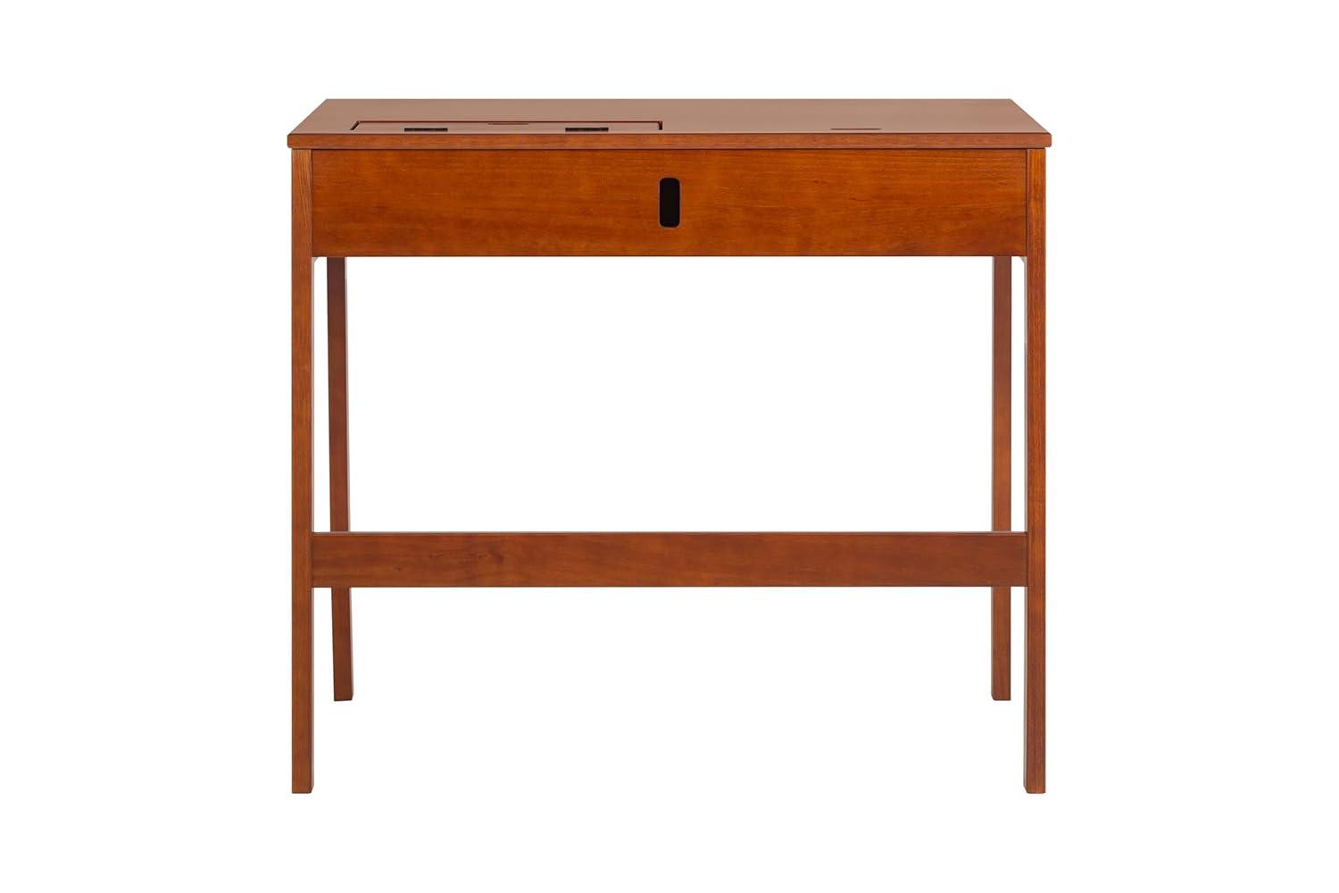 Memomad Bali Modern Home Office Desk with Drawer and Smart Storage for All Ages (35in Width, Caramel Brown Wood)