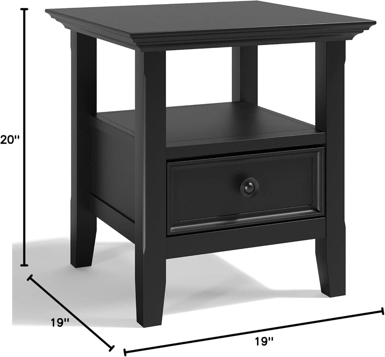 Simpli Home Amherst Solid Wood Transitional End Table with Drawer and Shelf