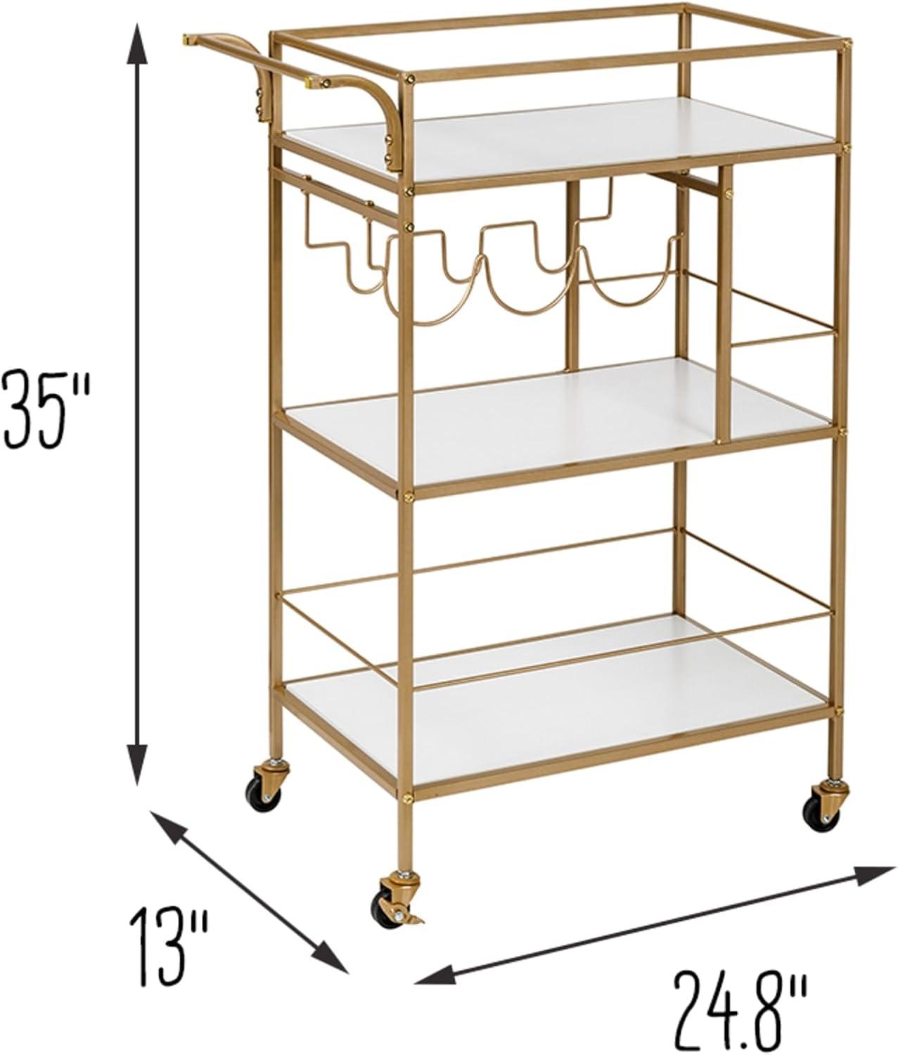 Honey-Can-Do 3 Tier Bar Cart Gold/White