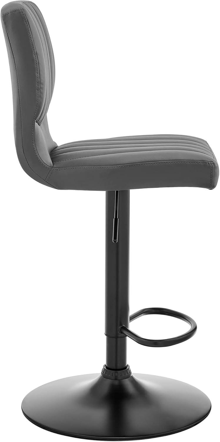 Contemporary Gray Leather Swivel Bar Stool with Adjustable Height