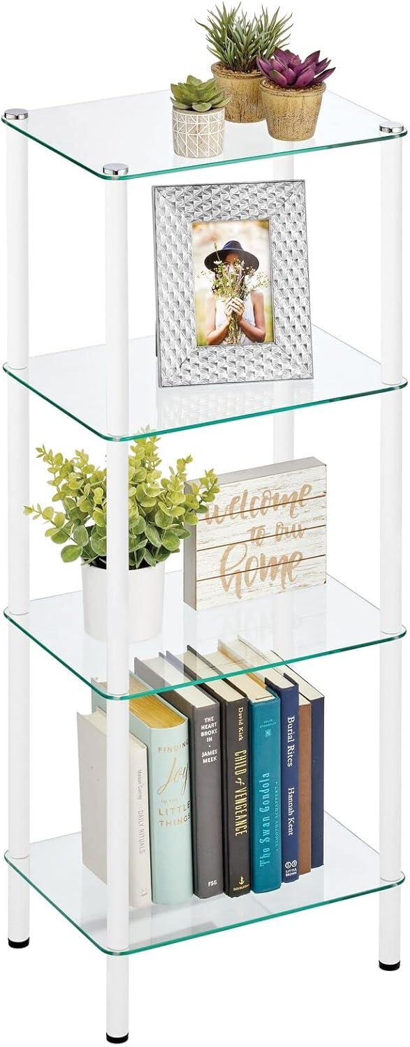 mDesign 4-Tier Glass/Metal Standing Shelf Organizer Display Unit