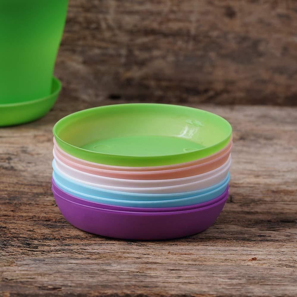 TDHDIKE 10 Pcs Plastic Planters Indoor Pots, Mini Flower Seedlings Nursery Flower Pot with Pallet, Modern Decorative Gardening Containers Pink / White / Purple / Blue / Green