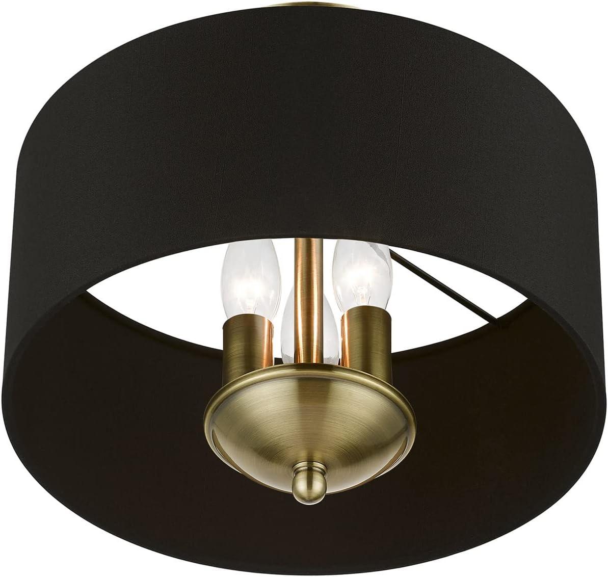 Livex Lighting Huntington 3 - Light Semi-Flush Mount in  Antique Brass