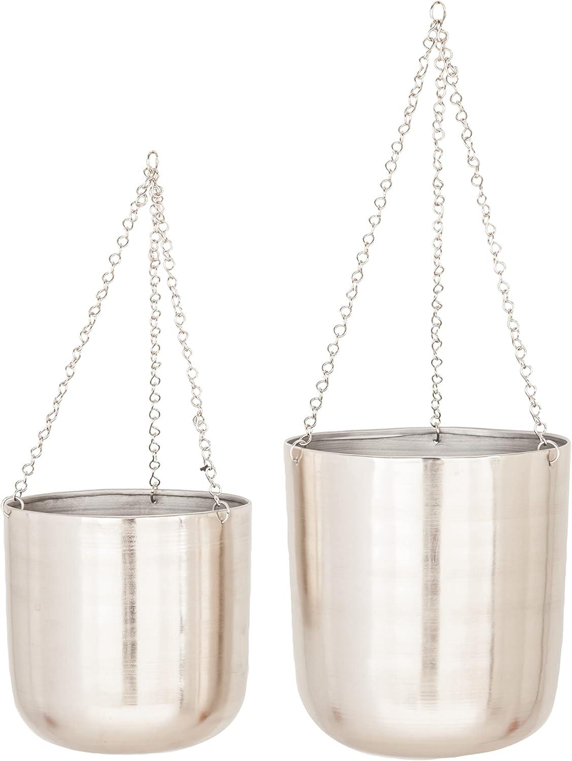 Modern 2-Piece Iron Hanging Planter Set