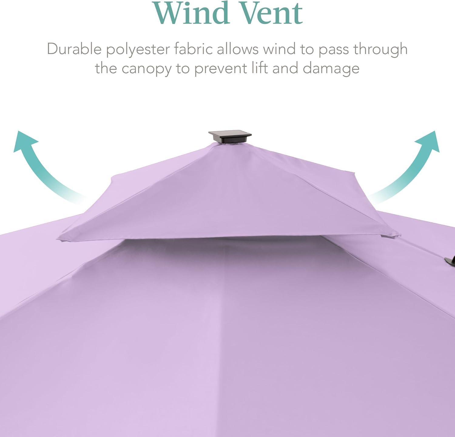 Best Choice Products 10x10ft 2-Tier Square Outdoor Solar LED Cantilever Patio Umbrella w/ Base Included - Lavender