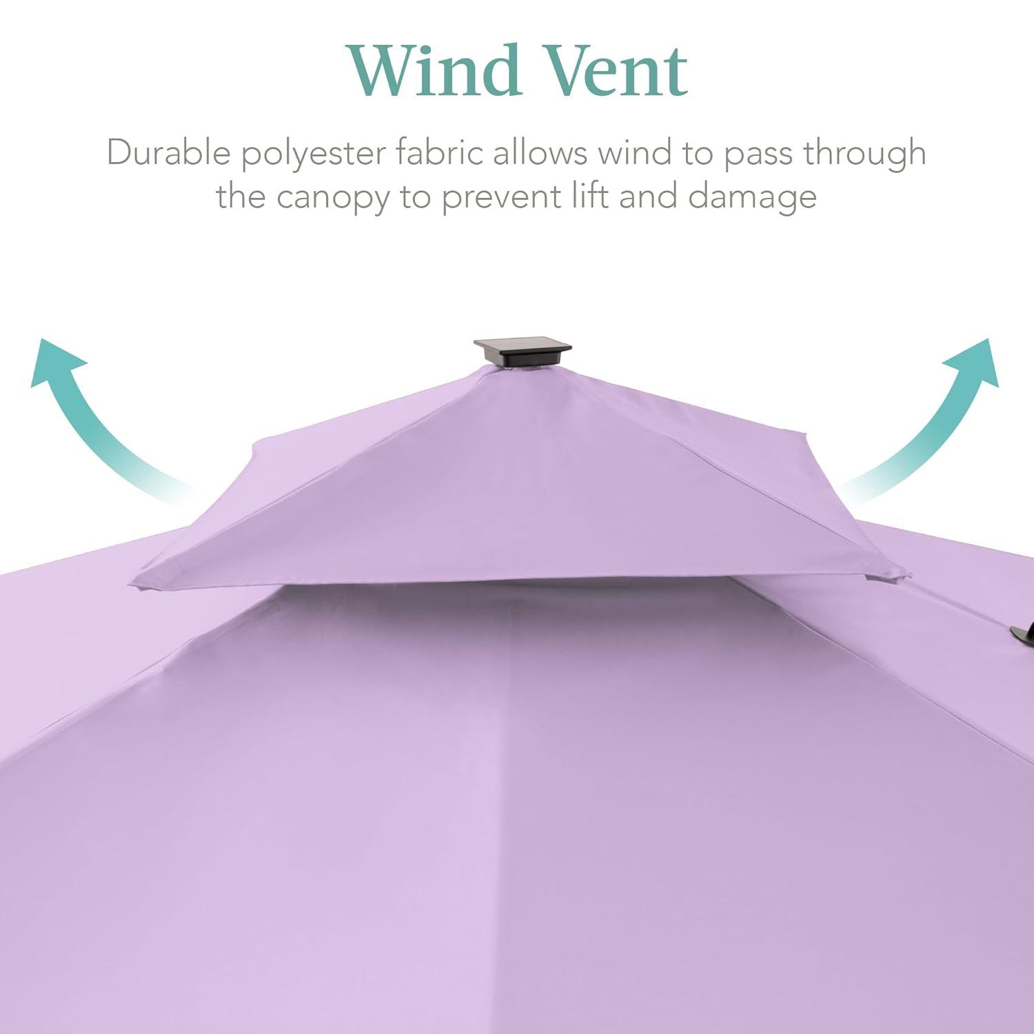 Best Choice Products 10x10ft 2-Tier Square Outdoor Solar LED Cantilever Patio Umbrella w/ Base Included - Lavender