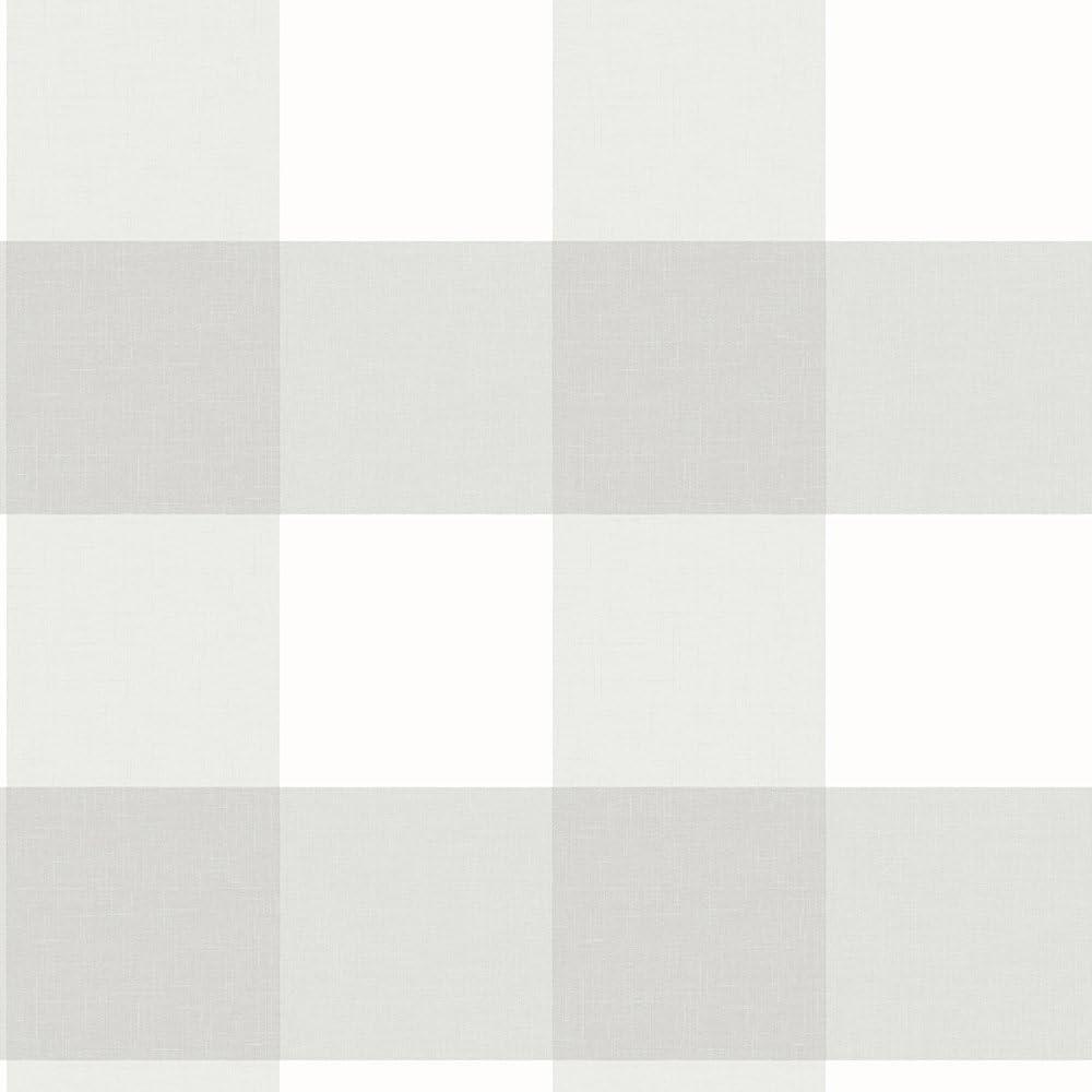 Chesapeake Amos Light Grey Gingham Prepasted Non Woven Blend Wallpaper, 20.5-in by 33-ft, 56.4 sq. ft.