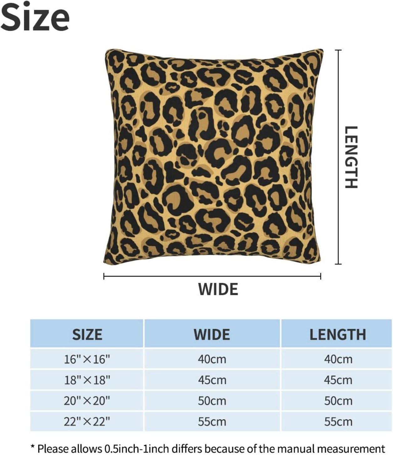 Leopard Skin Wild Animal Print Throw Pillow Cover Set of 2 Decorative Square Pillowcase Throw Cushion Case for Bedroom  Living Room  Sofa  Couch and Bed  18 x 18 Inches