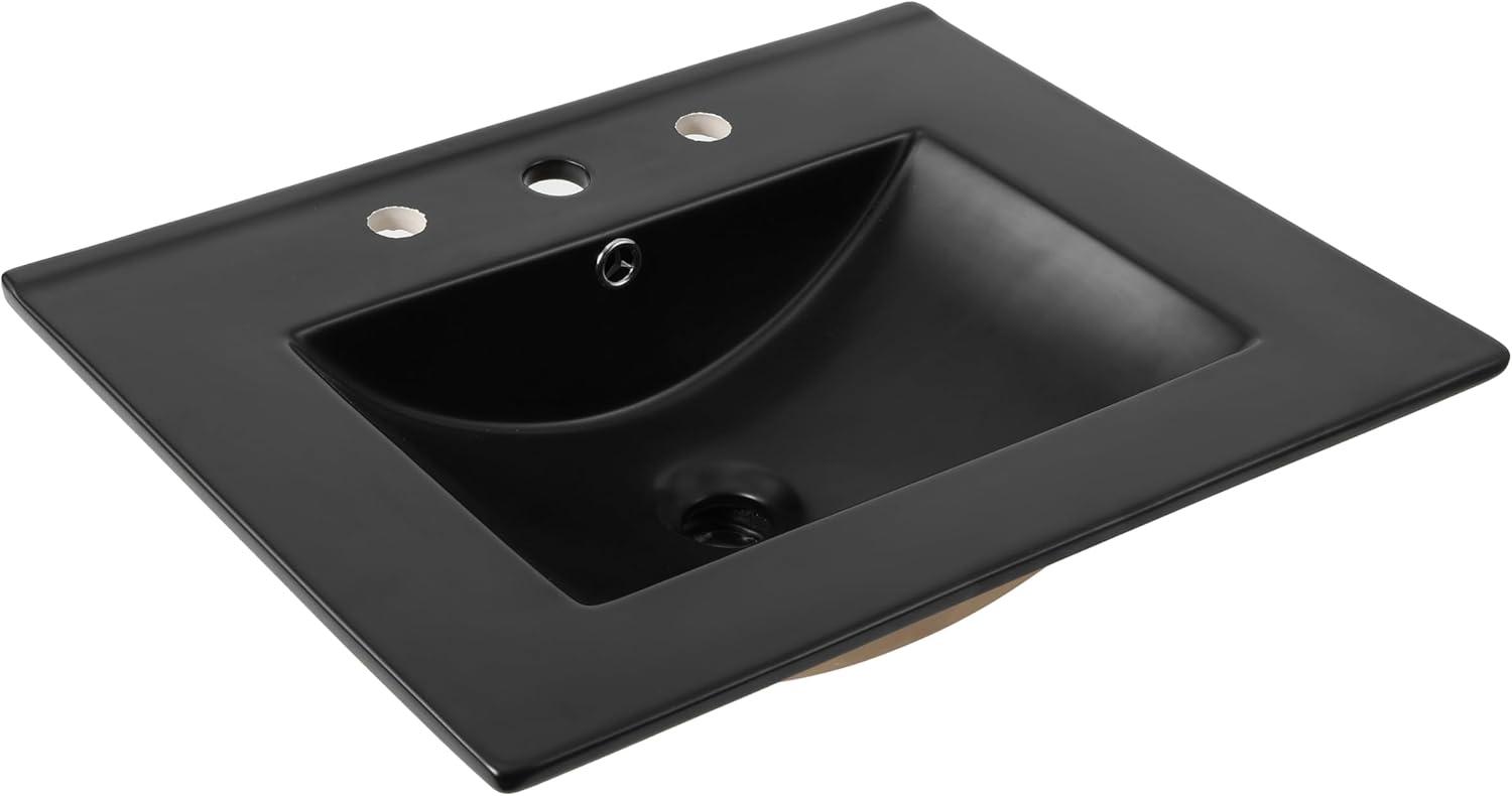 Ancillary 3-Hole 24" Classic Contemporary Rectangular Ceramic Single Sink Basin Vanity Top