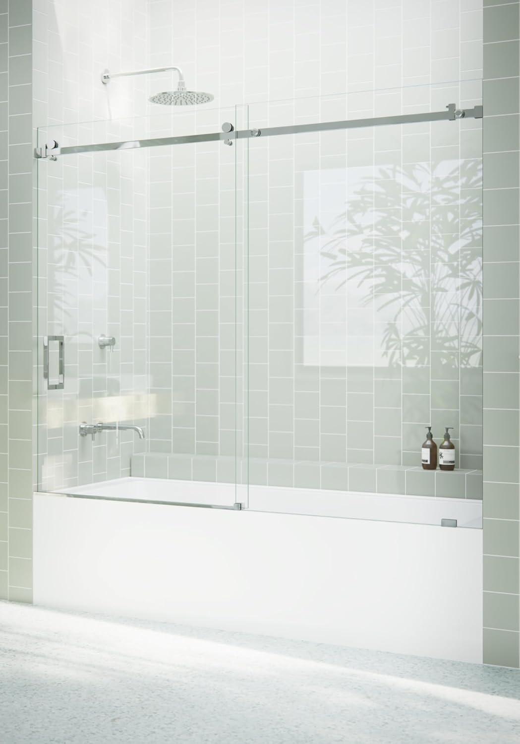 Glass Warehouse B-Sqsld-72 Astro 60" High X 72" Wide Sliding Frameless Tub Door - Chrome