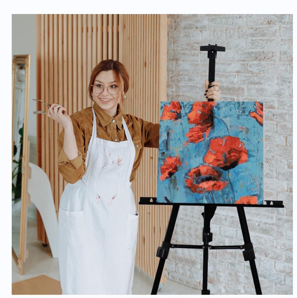 RRFTOK Art Painting Display Easel Stand,72Inches Portable Adjustable Metal Tripod with Artist Easels for Canvases Height from 22-72”for Table-Top/Floor Paint and Displaying,Black