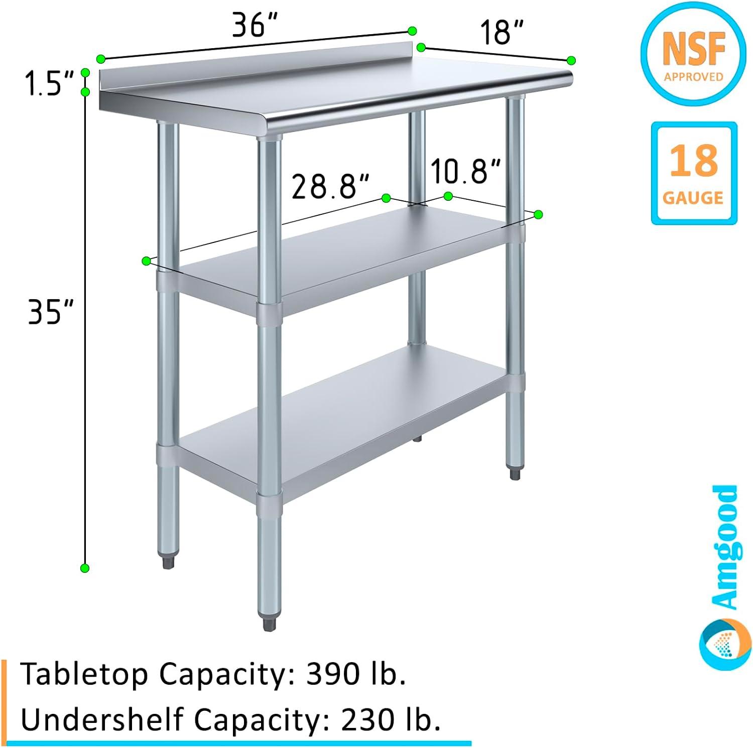 Stainless Steel Work Table with 2 Shelves