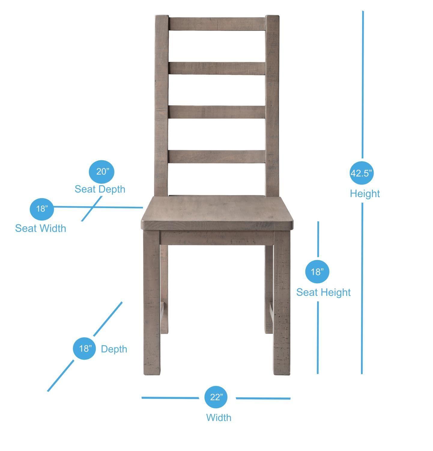 Set of 2 Auckland Side Chairs Weathered Gray - Steve Silver Co.: Wood Frame, Ladder-Back Design, 250lb Capacity