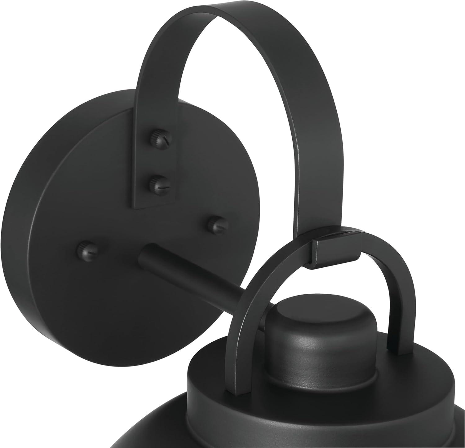 Robert Stevenson Lighting Easton Modern Farmhouse Metal Shade and Exposed Bulb Wall Mounted Outdoor Light Matte Black: ETL Listed, Steel Body