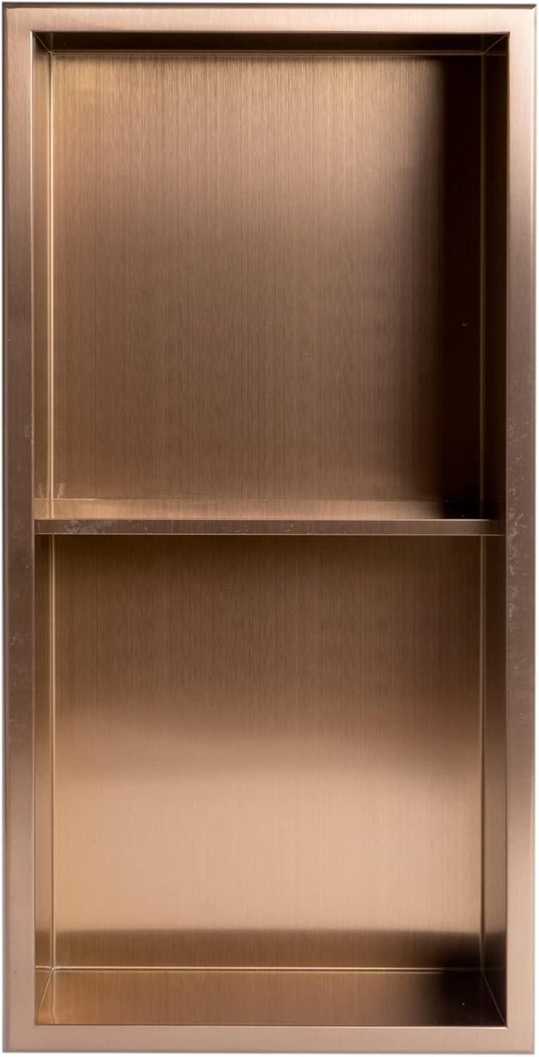 ALFI brand ABNP1224-BC 12" x 24" Brushed Copper PVD Stainless Steel Vertical Double Shelf Shower Niche