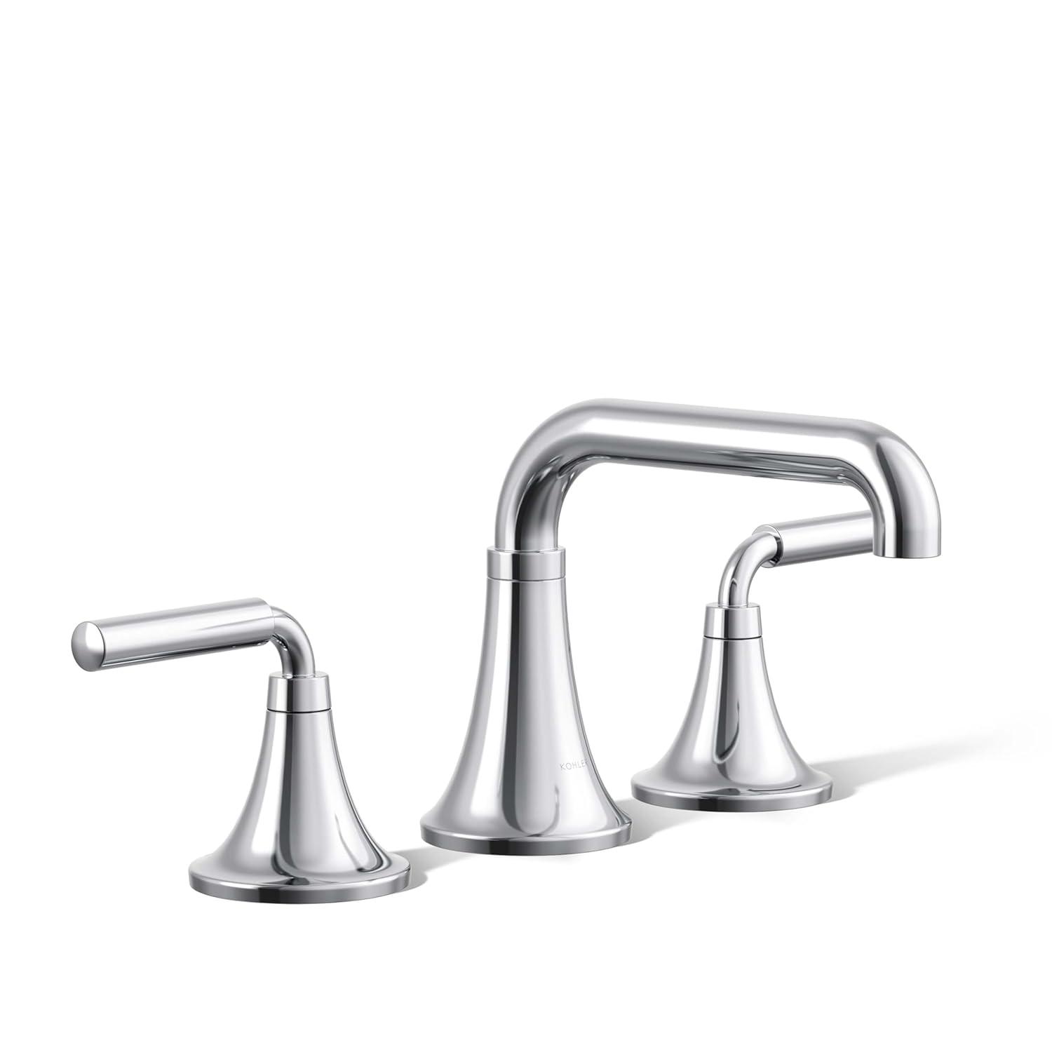 Tone Widespread Bathroom Sink Faucet, Three-Hole Bathroom Faucet with Clicker Drain, 1.2 GPM