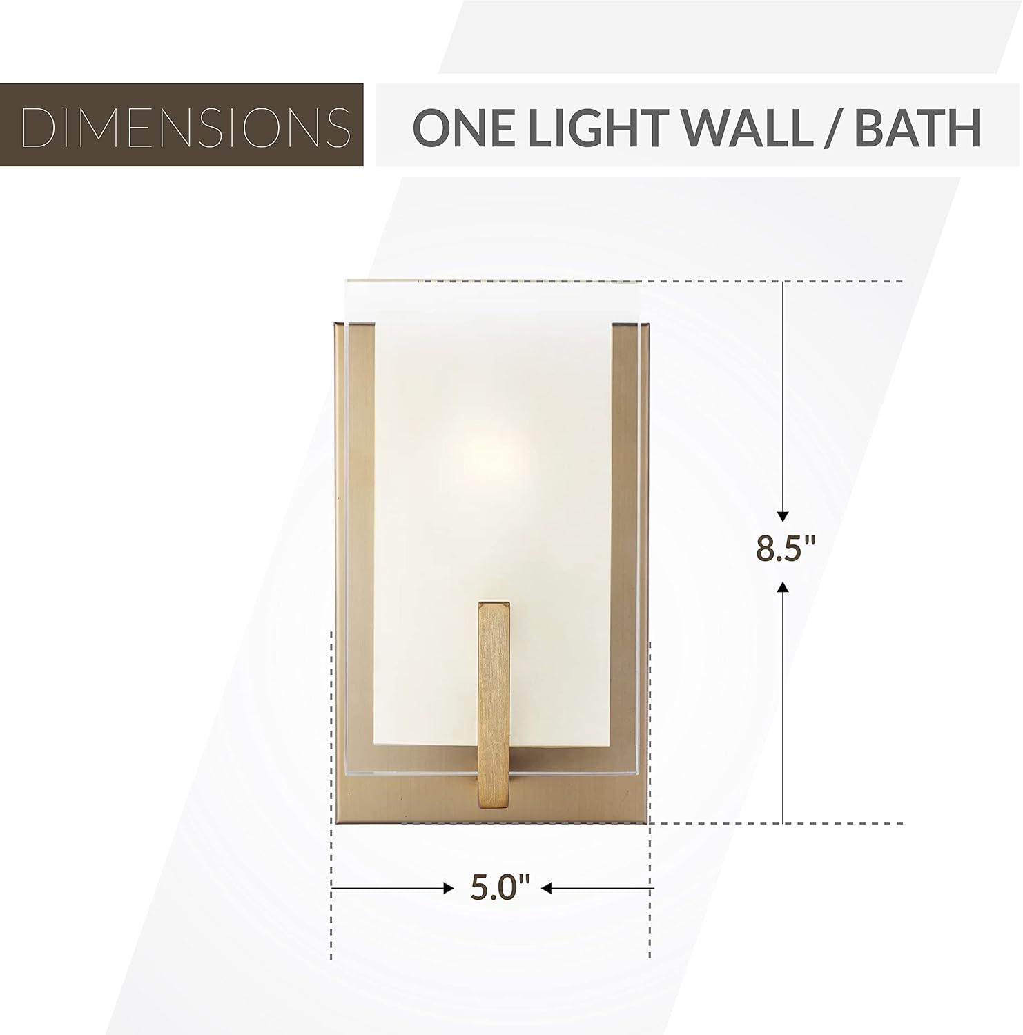 Satin Brass and Glass 1-Light Dimmable Wall Sconce