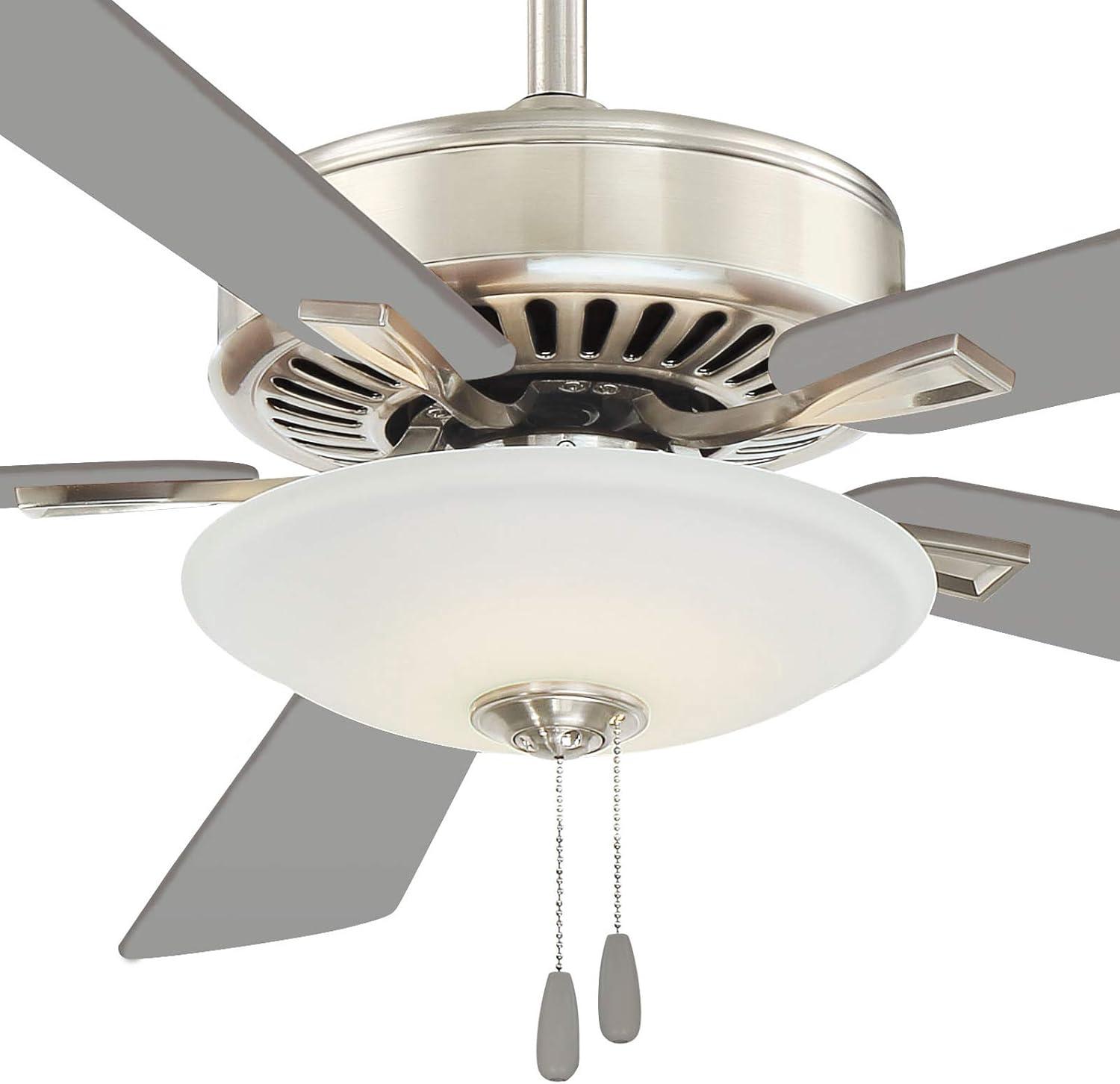 52" Minka Aire Modern Indoor Ceiling Fan with LED Light Polished Nickel White Glass Shade for Living Room Kitchen Bedroom Family