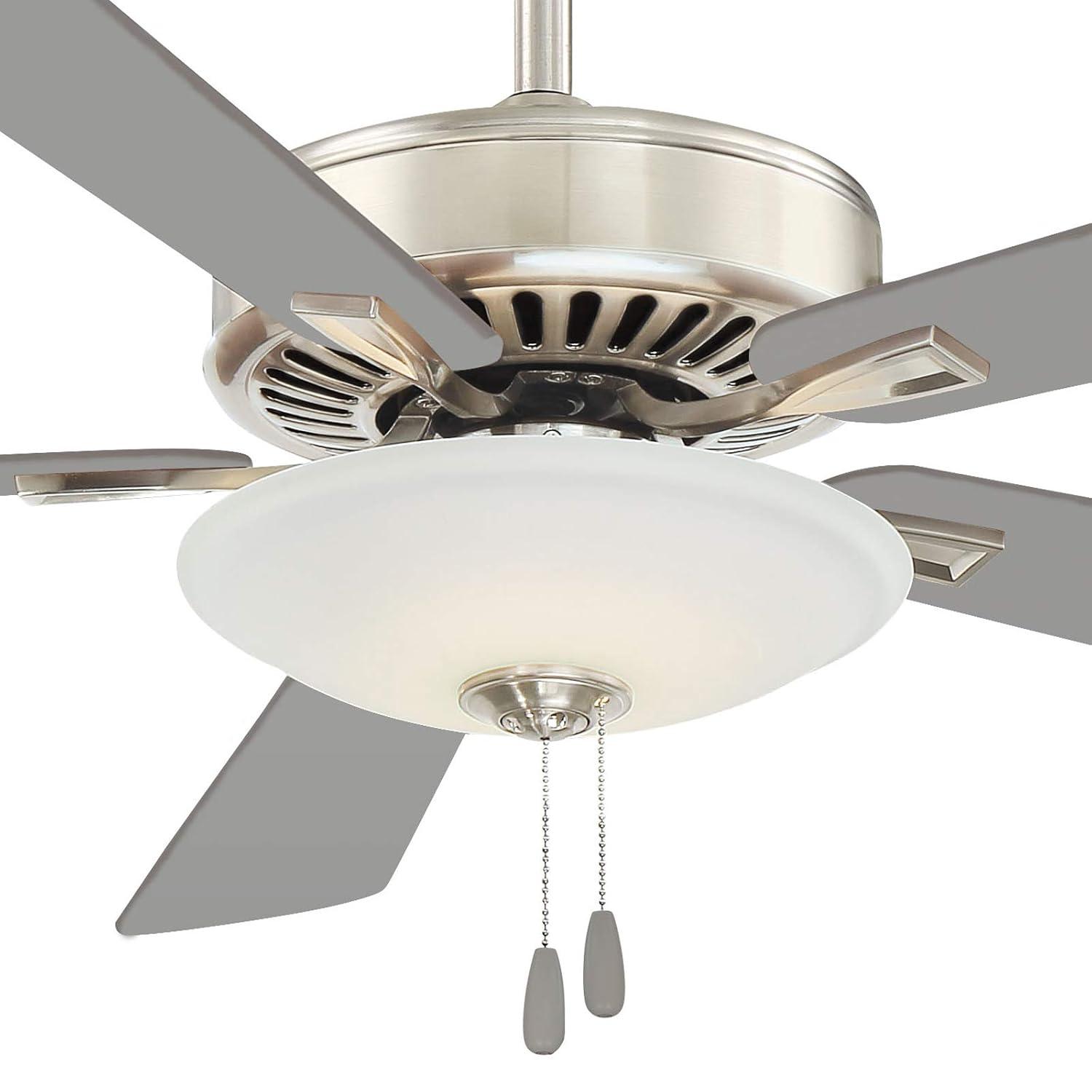 52" Minka Aire Modern Indoor Ceiling Fan with LED Light Polished Nickel White Glass Shade for Living Room Kitchen Bedroom Family