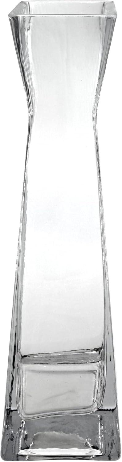 12 in. Verre Glass Square Vase, Clear