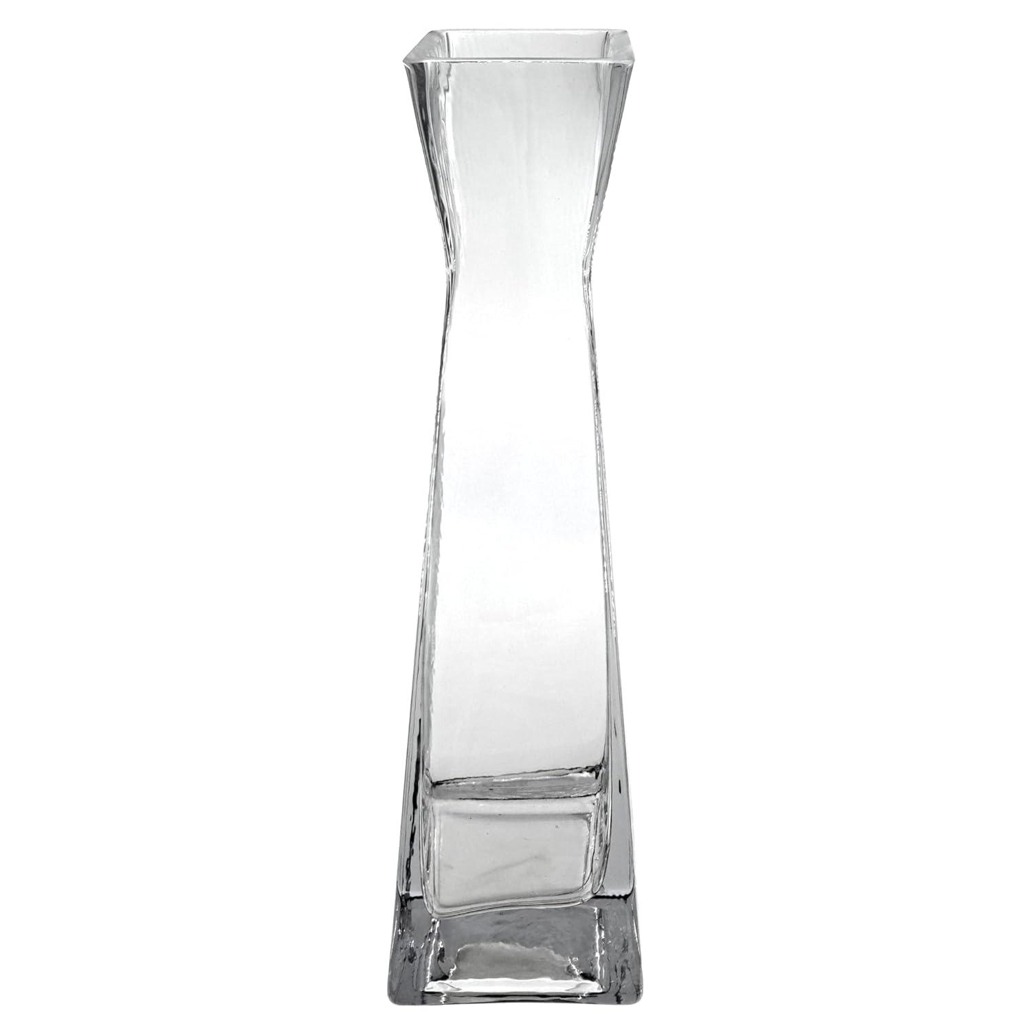 12 in. Verre Glass Square Vase, Clear