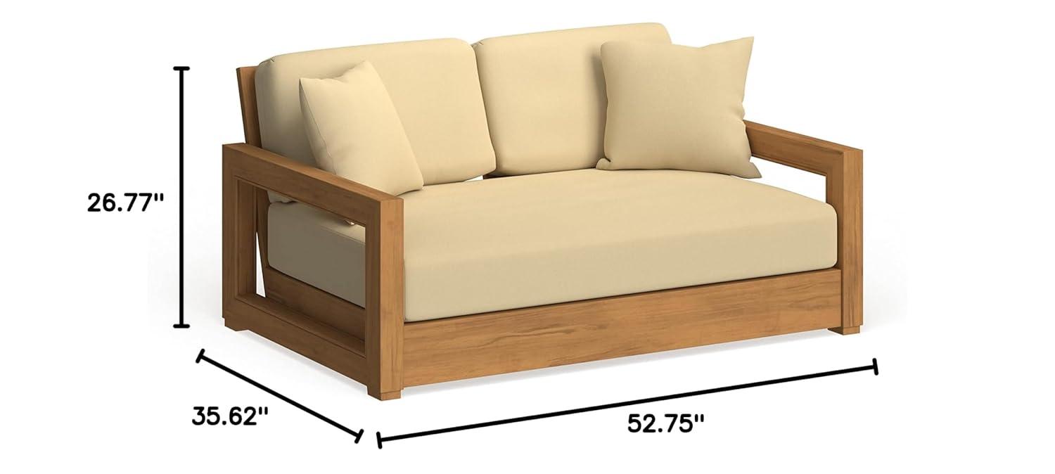 SAFAVIEH OUTDOOR COUTURE Montford 2-Seat Bench Natural Teak / Beige