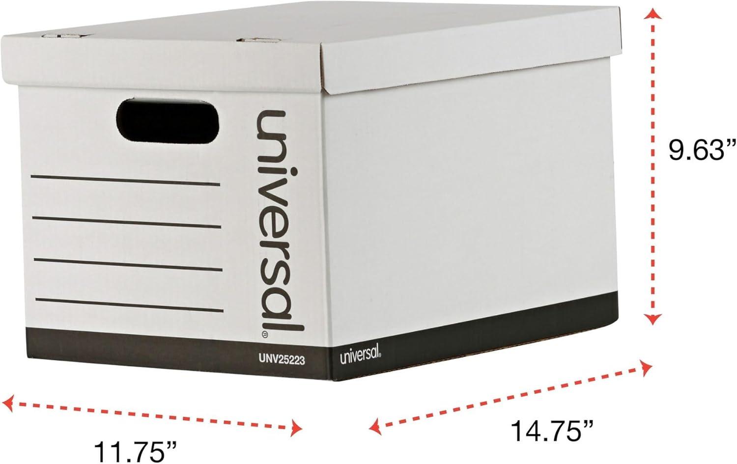 Universal 9523001 12 in. x 15 in. x 10 in. Letter/Legal Files Basic-Duty Economy Record Storage Boxes - White (10/Carton)