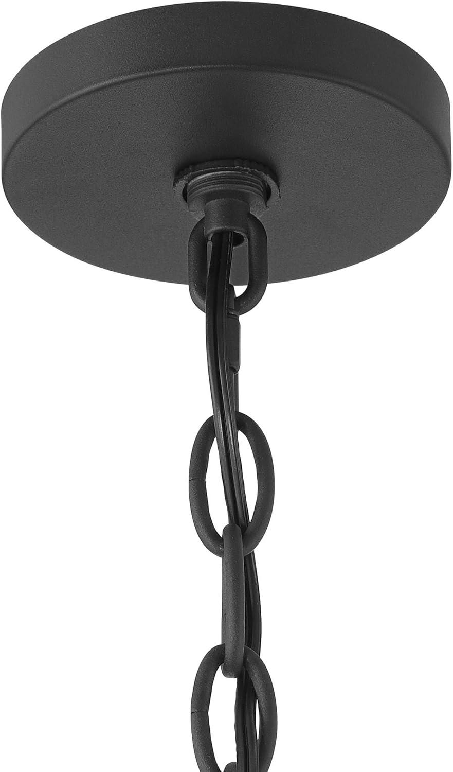 Franklin Iron Works Dana 19 1/2" Farmhouse Rustic Pendant Chandelier Ceiling Light Fixture Dining Room Over Table Hanging 4-Light Black Wood Finish