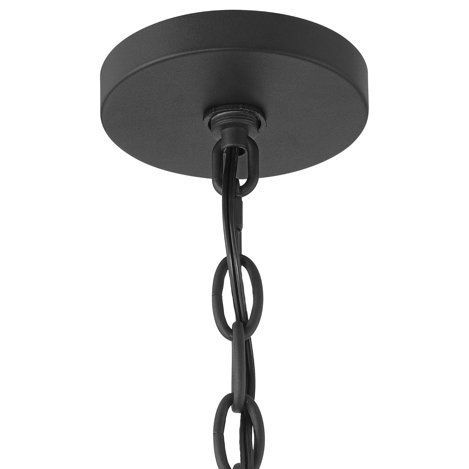 Franklin Iron Works Dana 19 1/2" Farmhouse Rustic Pendant Chandelier Ceiling Light Fixture Dining Room Over Table Hanging 4-Light Black Wood Finish