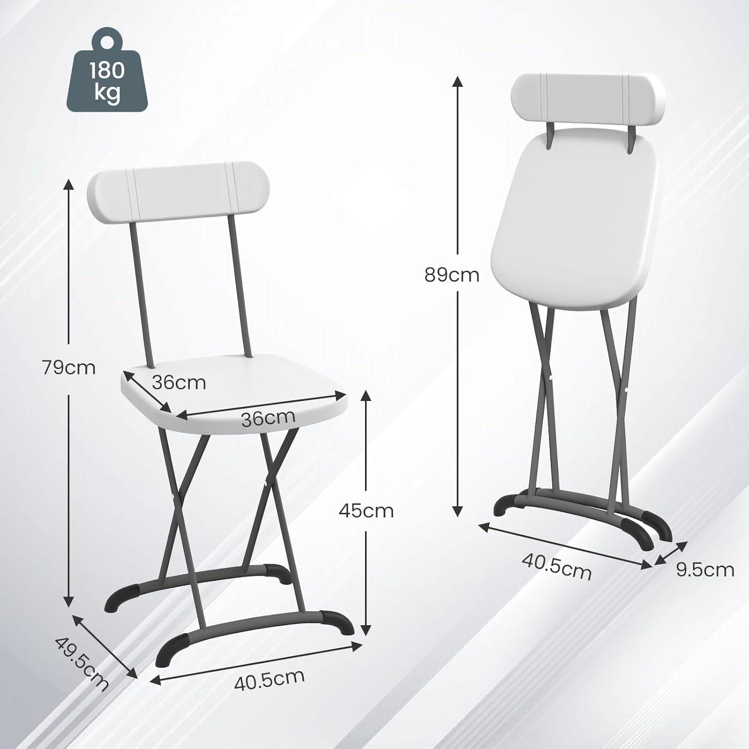 Costway 2-Pack Folding Chair with Metal Curved Feet Wide Seat & Ergonomic Backrest Black/White