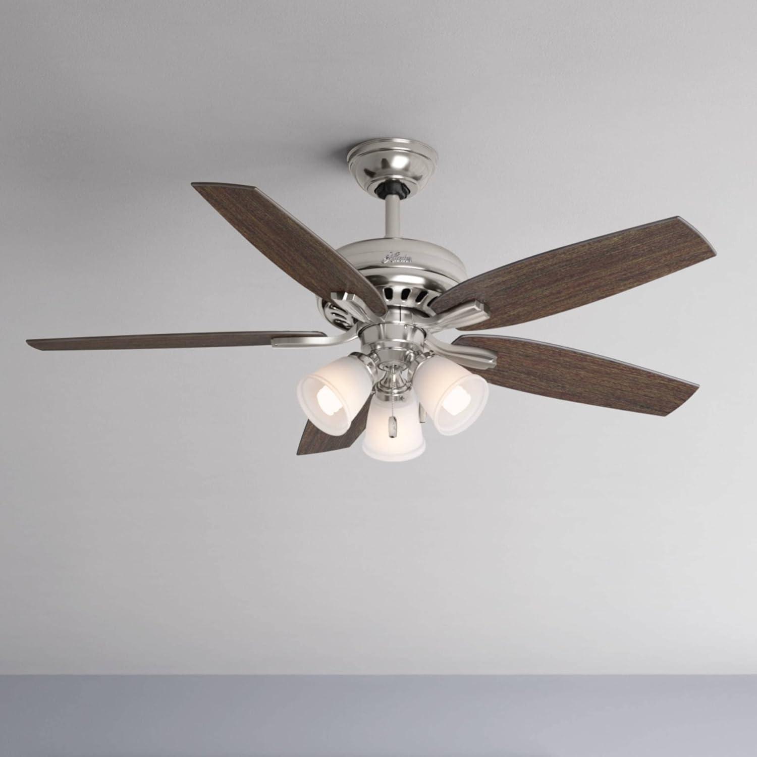 Newsome 52" Brushed Nickel Ceiling Fan with LED Light and WhisperWind Motor