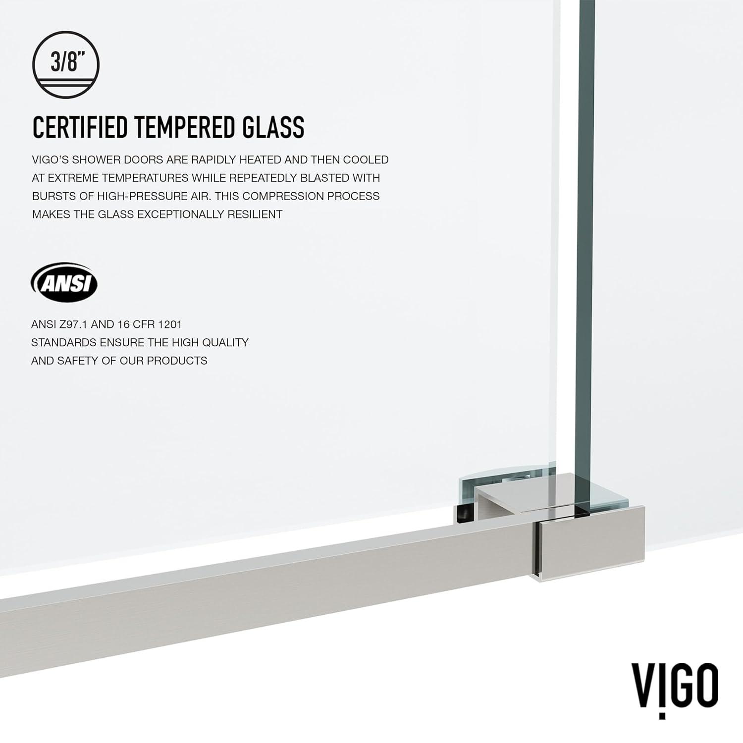 Elan 68-72" W x 76" H Sliding Frameless Shower Door with 3/8" Clear Glass