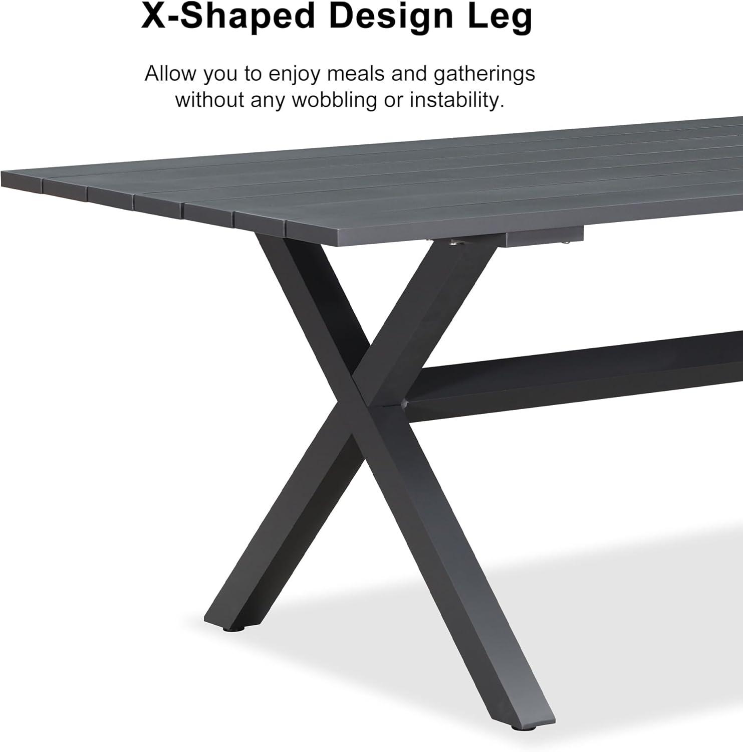 PURPLE LEAF 7 Pieces Outdoor Dining Set All-Weather PE Rattan Outdoor Patio Furniture Set with All Aluminum Frame Rectangular Table and Chairs Set for Lawn Garden Backyard Deck, Grey