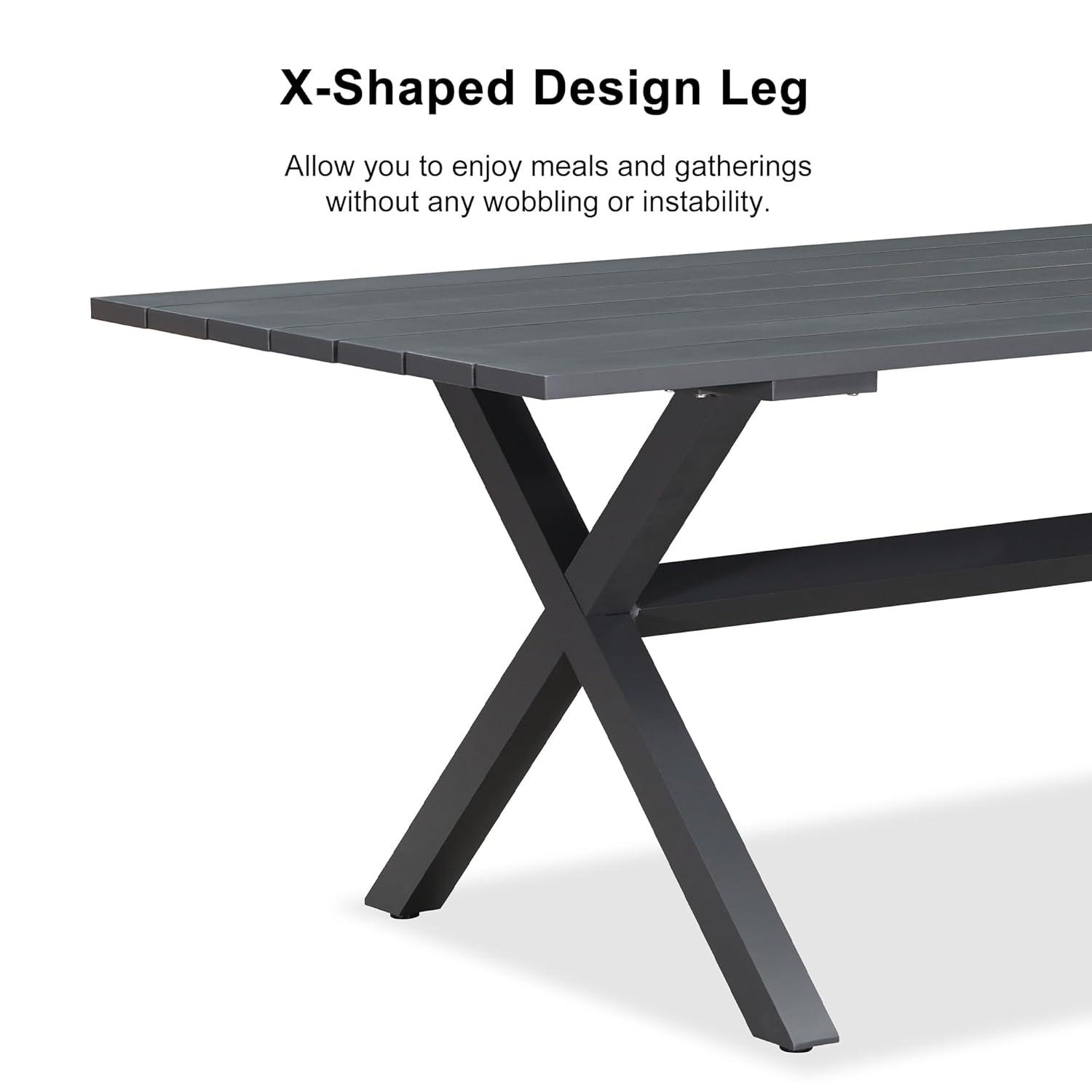 PURPLE LEAF 7 Pieces Outdoor Dining Set All-Weather PE Rattan Outdoor Patio Furniture Set with All Aluminum Frame Rectangular Table and Chairs Set for Lawn Garden Backyard Deck, Grey