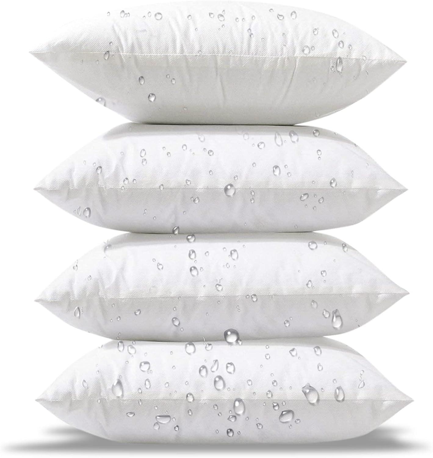 18'' White Hypoallergenic Water-Resistant Outdoor Pillow Inserts - Set of 4