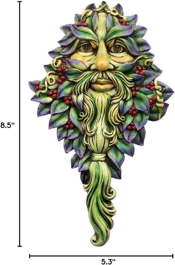 Greenman Face Resin Wall Plaque with Leaf and Berry Design