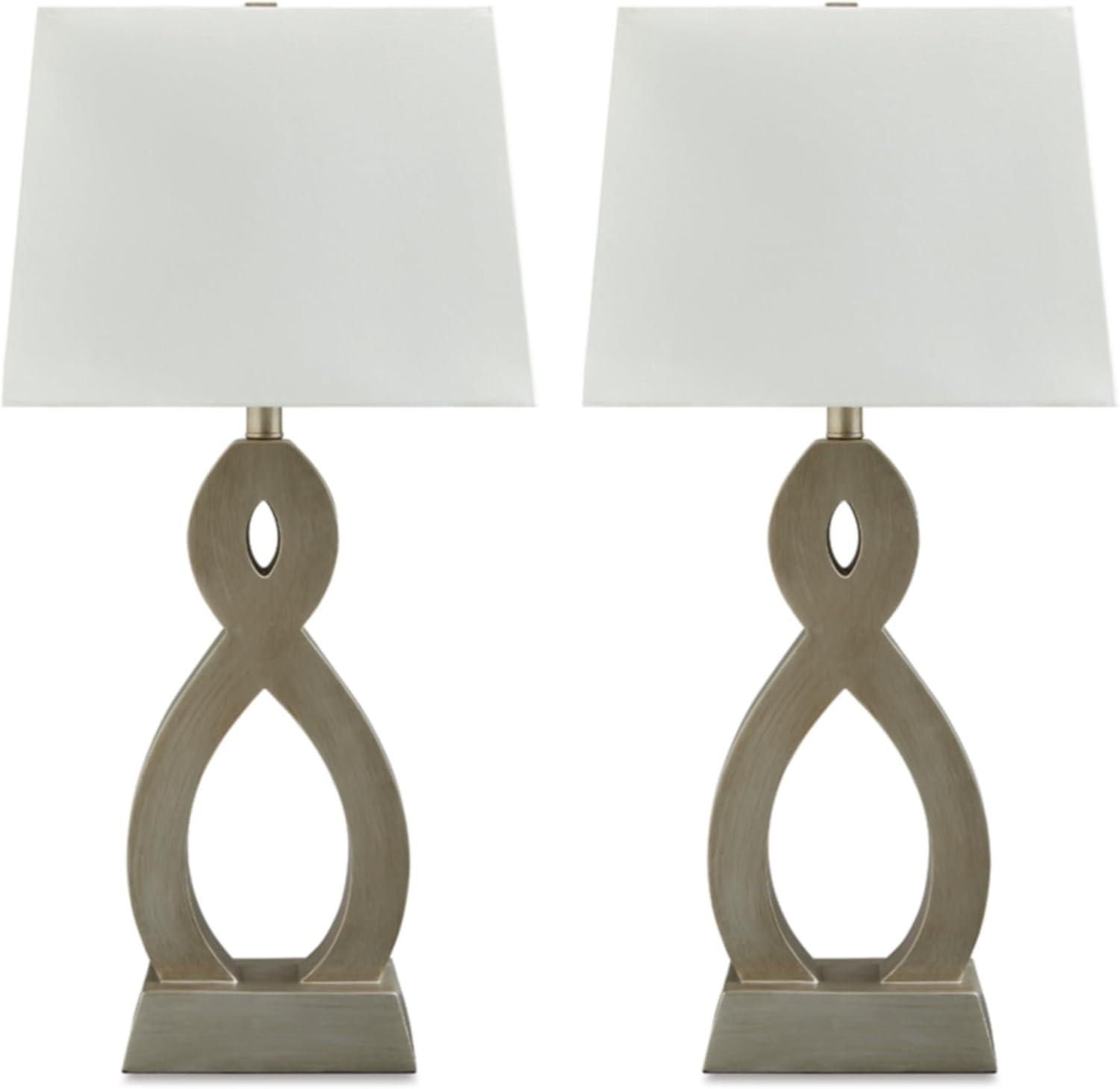 Signature Design by Ashley Donancy Contemporary 29.25" Polyresin Table Lamp, Set of 2, Champagne Goldtone Finish