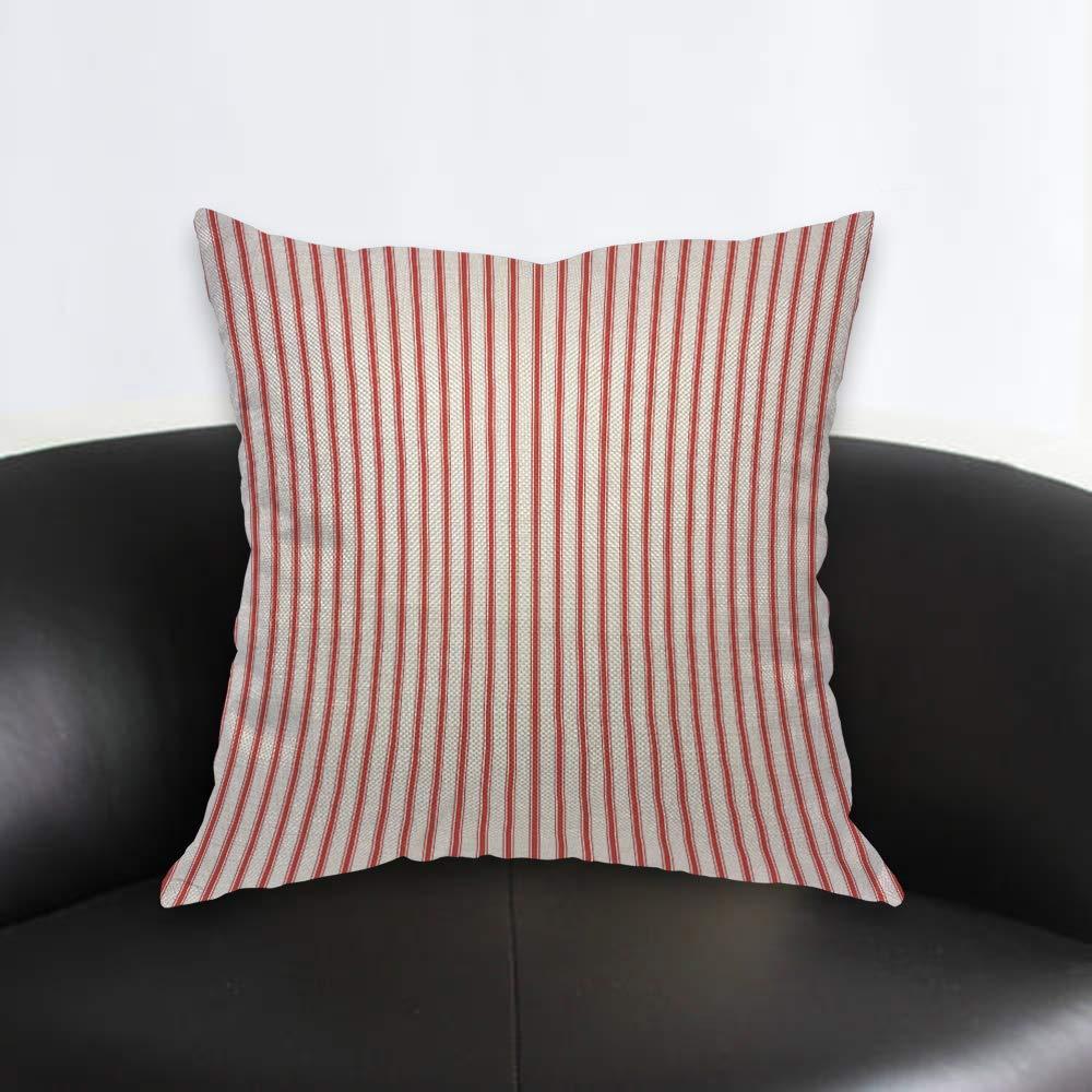 AOYEGO Red Vertical Stripe Throw Pillow Cover Streaks Red and White Line Background Fashion Striped Simple Repeat Pillow Case 18x18 Inch Decorative Men Women Room Cushion Cover for Home Couch