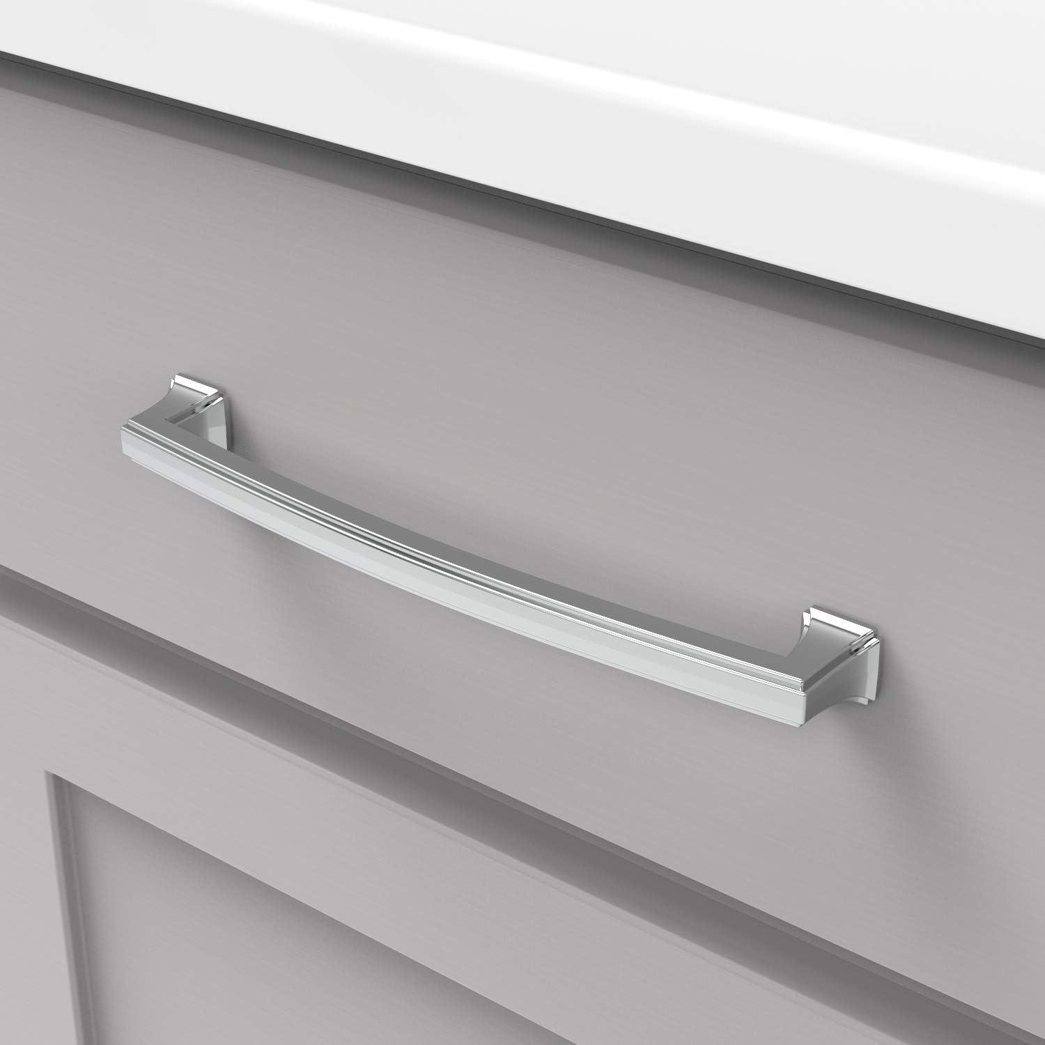 Chrome Brushed Modern Bar Handle with Mounting Hardware