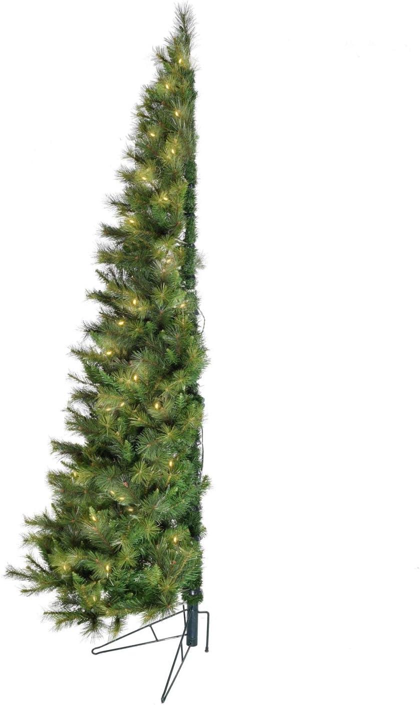 Fraser Hill Farm Artificial Half Christmas Tree with Warm White LED Lights and Stand