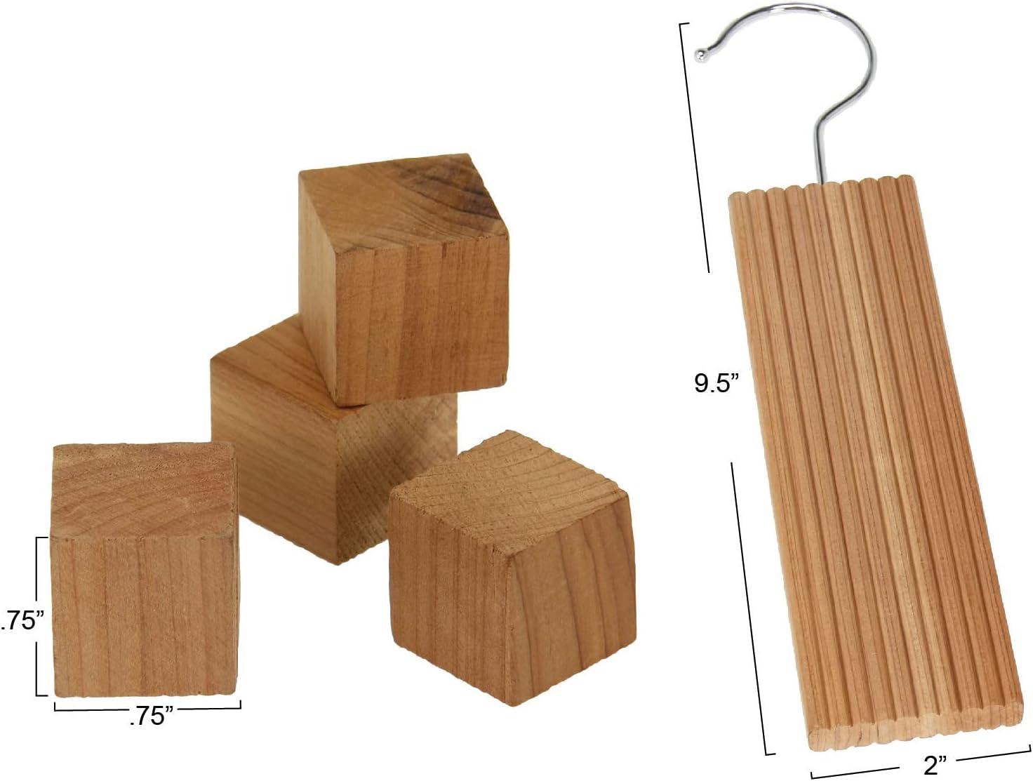 Household Essentials Cedar Moth Repellent Kit, Set of 12 Cedar Hang Ups and 12 Cedar Cubes, All Natural Moth Protection for Dressers, Drawers, Luggage, Closets and More