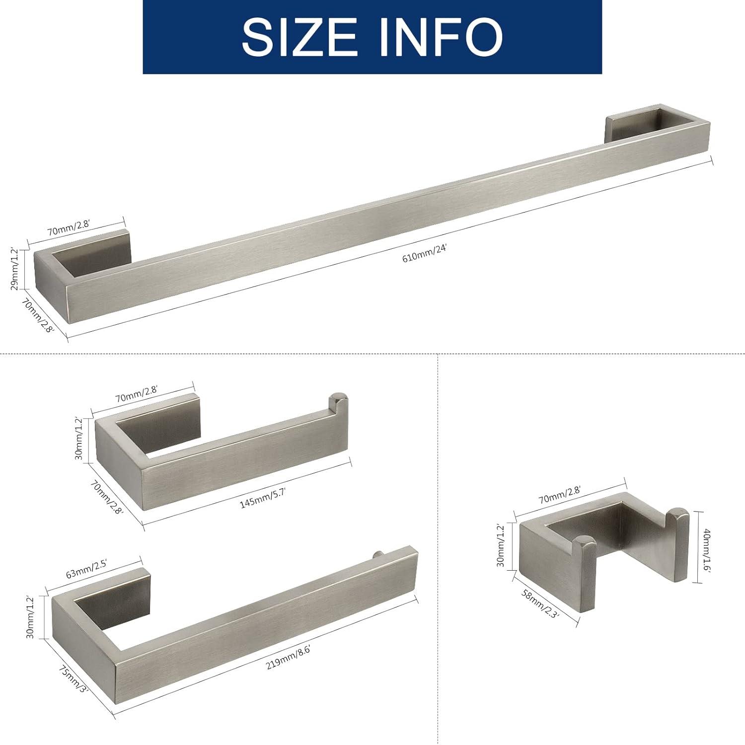 Brushed Nickel 4-Piece Stainless Steel Bathroom Hardware Set