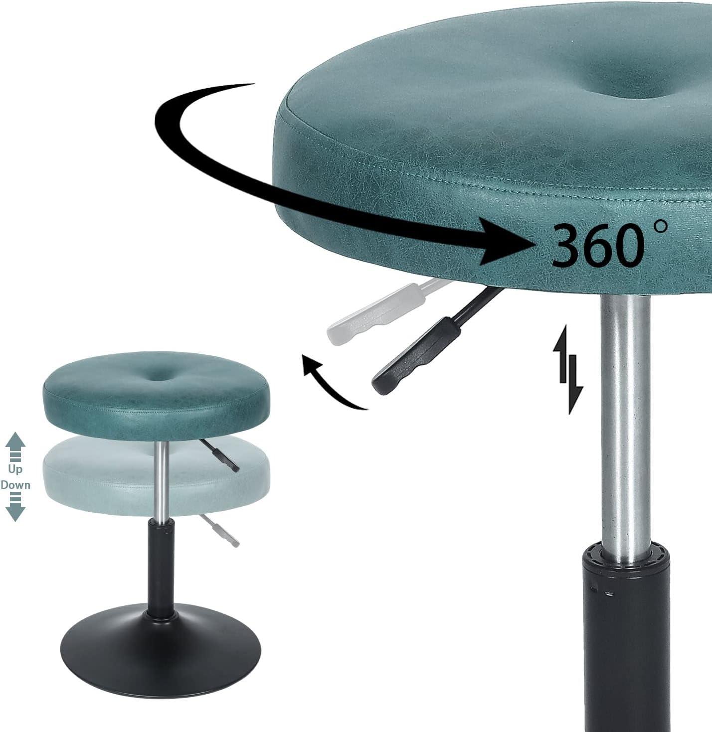 Homebeez Modern Round Ottoman,360°Swivel Height Adjustable Stool Chair,Makeup Room Vanity Stool for Bathroom Living Room