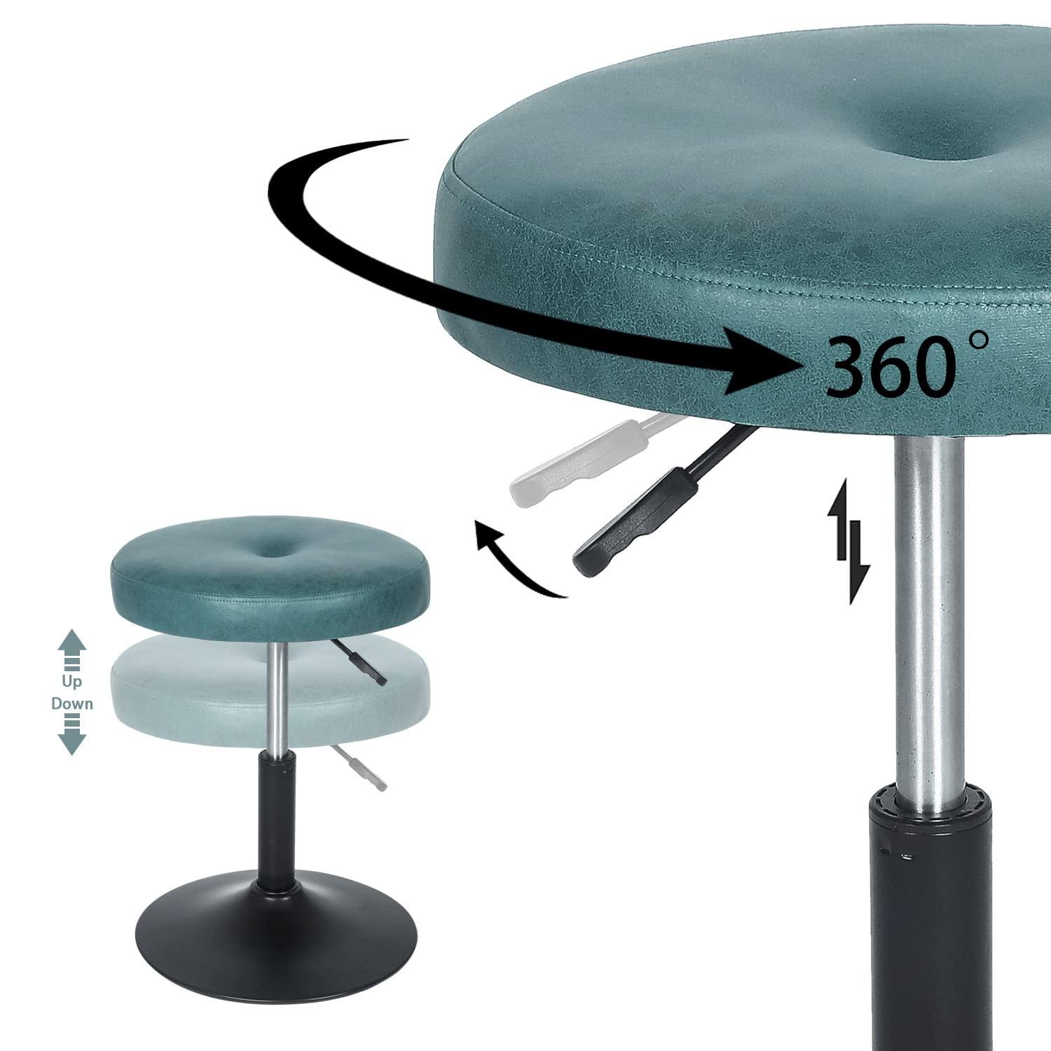 Homebeez Modern Round Ottoman,360°Swivel Height Adjustable Stool Chair,Makeup Room Vanity Stool for Bathroom Living Room