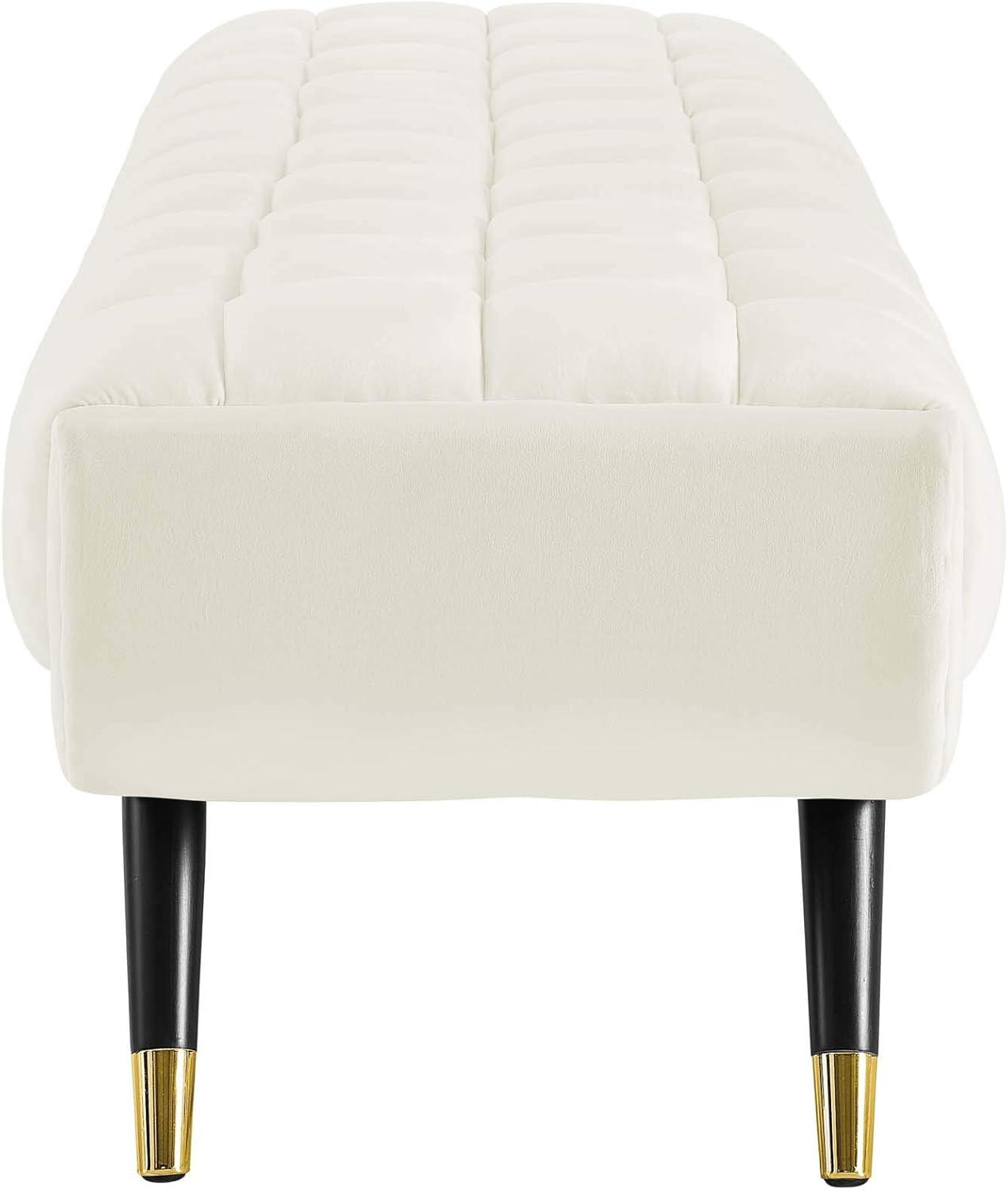 Modway Adept Tufted Performance Velvet Bench in Ivory and Black