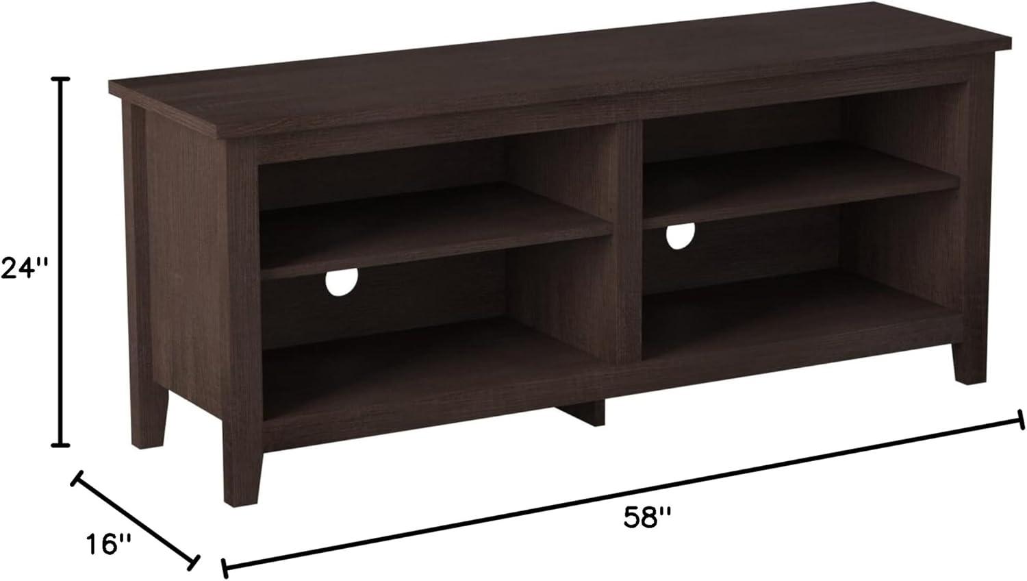 Walker Edison Open Storage TV Stand for TVs up to 65", Espresso