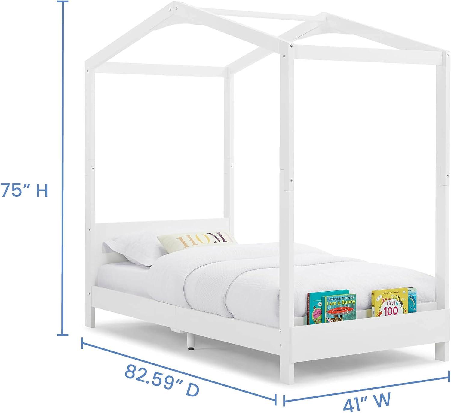 Twin Solid Wood Platform Standard Bed with Shelves by Delta Children